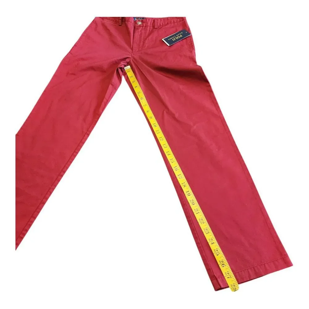 NWT‎ Polo Ralph Lauren Chino Pants Boys 14 Red Flat Front Slash Pocket Cotton